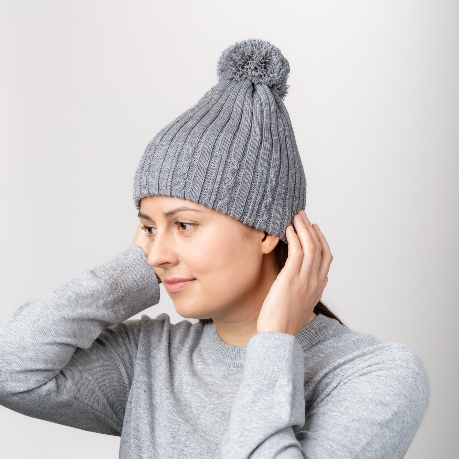 Mielo Pom Beanie, Gray - Women's